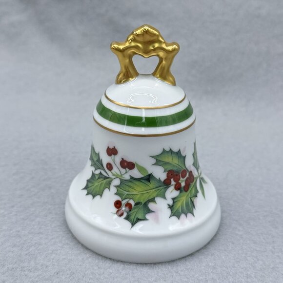 Vintage L Bernardaud Limoges Christmas Ceramic Bell Holly Berries Holiday France - Picture 2 of 14